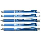 Pentel EnerGel Deluxe RTX Retractable Liquid Gel Pen,0.5mm, Fine Line, Needle Tip, Blue Ink /Blue Body/Value set of 5 (With Our Shop Original Product Description)
