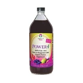 Power4 100% Goji, Acai, Noni & Mangosteen Berry Juice Supplement by Genesis Today 32oz. Bottle Power4 100% Goji, Acai, Noni & Mangosteen Berry Juice Supplement by Genesis Today - 32oz. Bottle