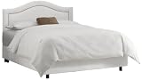 Skyline Furniture Inset Nail Button Queen Bed in Velvet White
