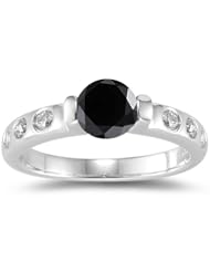 2.13 Cts Black Diamond Ring in 14K White Gold