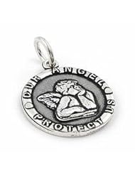 Sterling Silver Our Angel Protect Us Charm Pendant