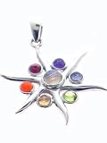 Chakra Sun Semiprecious Stone Sterling Silver Pendant