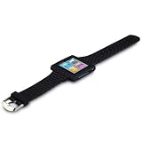 Apple Ipod Nano 6th Generation Silicone Watch Strap Case / Cover / Skin - Black Part Of The Qubits Accessories Range