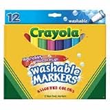 Washable Art Marker, Crayola, Assorted Colors, 12 Ct., Broad Line BIN587812