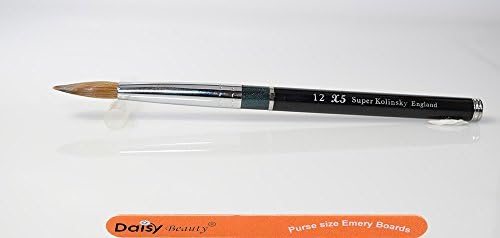 X5 Kolinsky Acrylic Nail Brush (12 Crimped) + 1 Daisy Beauty® purse size emery board.