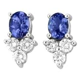 14k White Gold Tanzanite and Diamond Earrings 1.04 TCW