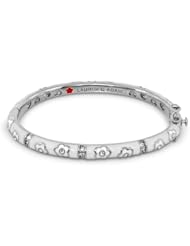 Lauren G Adams Girls Rhodium Flowers Bangle with White Enamel