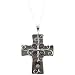 Dazzling Abalone Carved Cross Pendant with Sterling Silver Vine Design with Flower and Abalone Teardrop Gems - 40mm x 50mm Pendant - 18