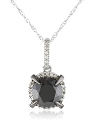 14K White Gold Black and White Diamond Pendant Necklace (2.75 cttw GH, Color, I2-I3 Clarity), 17"