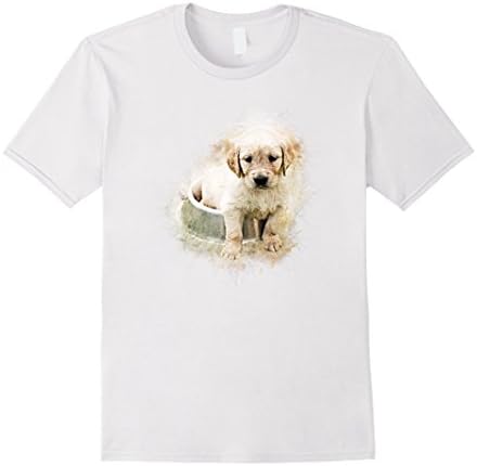 Men's Golden Retriever Artwork T-Shirt Large White