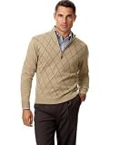 Tasso Elba Cotton/Cashmere Argyle 1/4 Zip Sweater