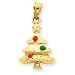 14k Enameled Solid Open-Backed Christmas Tree Pendant - Measures 24x13mm - JewelryWeb