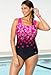 Aquabelle Women's Plus Size Engineered Pink Exploded Floral Swimsuit