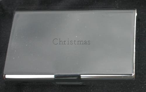 Engraved business card holder with Christmas