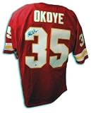 Christian Okoye Signed Kansas City Chiefs Red Throwback Jersey