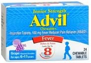 Advil Advil Chewable Tablets Junior Strength 100 Mg Grape, Grape 24 tabs 100 mg(Pack of 3)