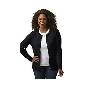 Ladies Plus Size Fine Gauge Cotton Baby Cable Cardigan Sweater