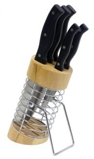 HDS Trading Knife Set 5 Piece With Wire Block Stainless Steel Finish - HDS Trading KS10093-6