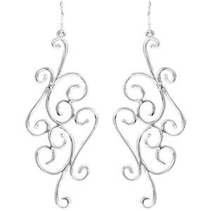 Genuine IceCarats Designer Jewelry Gift Sterling Silver Fashion Dangle Earrings. 63.50X25.40 Mm Pair Fashion Dangle Earrings Fashion Dangle Earrings In Sterling Silver
