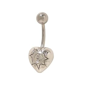Heart Belly Button Ring with Clear Jewel