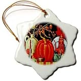 Autumn Harvest Table Painting No 2 - 3 Inch Snowflake Porcelain Ornament