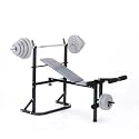 PURE FITNESS & SPORTS FOLDABLE WEIGHT BENCH & 50KG WEIGHT SET