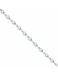 14K White Gold Polished Star Link Hollow Bracelet 7.25 Inches