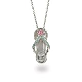 Sterling Silver Blue Topaz Flip Flop Sandal Necklace