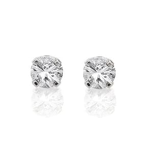 14K White Gold Stud 1/2 Carat twt Diamond Earrings (K,I3)