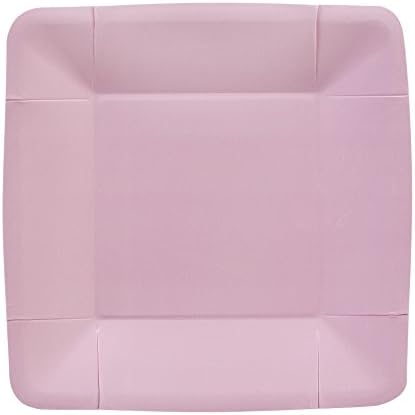 Elite Settings 20 Count Prominence Collection Square Paper Plates, 7.5-Inch, Light Pink