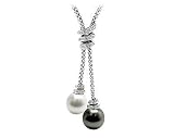 Natural South Sea & Tahitian Drop Pearl & Diamond Necklace in 18kt White Gold