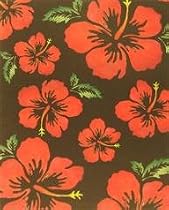 Red Hibiscus on Black Printed Paper