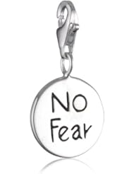 VINANI brand Germany 925 Sterling Silver Charm Pendant round Inscription "No Fear" HNF
