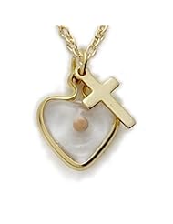 14K Gold Filled Heart with Mustard Seed and Cross Womens Religious Jewelry Mustard Seed Jewelry Gift Boxed w/Chain 18" Length Gift Boxed
