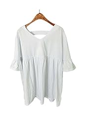 V-neck  Stretchy Rayon/Spandex Summer Elbow Length Sleeves Mini Dress  With Ruffles