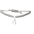 Heart U Back Sterling Silver Wishbone Grey Cord Bracelet