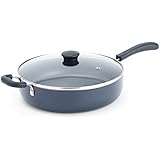 T-fal A91082 Specialty Nonstick Dishwasher Safe Oven Safe Jumbo Cooker Saute Pan with Glass Lid Cookware, 5-Quart, Black