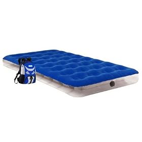 AeroBed 05111 Twin Blue Overnighter Inflatable Aero Air Bed Mattress and Lightweight Backpack