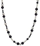 Smooth Black Onyx and White Cultured Pearl Necklace, 64