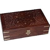 Gift for Valentine - Jewelry Boxes Wood Carving Hand Engraved Antiqued Finish Indian Style (wc438)