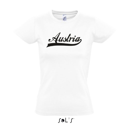 Damen T-Shirt – Austria Oldschool Österreich LÄNDERSHIRT EM / WM FAN Trikot S-XXL , White – schwarz , S