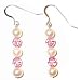 Beautiful Akoya Cultured Pearl & Pink Swarovski Crystal Sterling Silver Dangle Earrings 6 - 6.5mm Saltwater Pearls