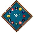 12in Diamond Billiard Clock Mahogany & Std Green Mali Felt