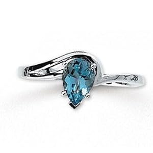 14k White Gold Pear Shaped Aquamarine Ring 8 by