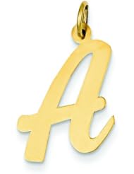 14K Yellow Gold Large Script Initial Letter A Charm