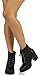 Soda Women's Korman Faux Leather Lace Up High Chunky Heel Ankle Booties, Black, 8 M US