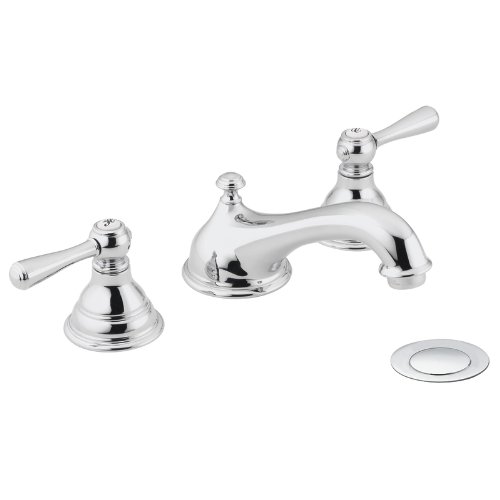 Moen CAT6105 Kingsley Chrome Two-Handle Low Arc Bathroom Faucet (Valve Not Included)