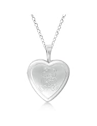 Heart Shaped Teddy Bear Engraved Pendant Locket Sterling Silver