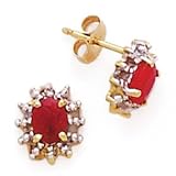 10k Gold, Diamond & Ruby Post Earrings (0.92ctw)