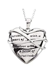 Sterling Silver Survivor A Heart Of Gratitude Pendant With Box